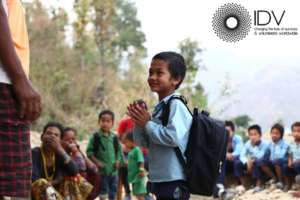 Bikash was delighted with his uniform and bag