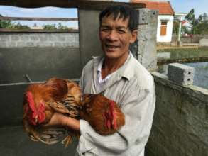 Mr Duc bought chickens with his donations