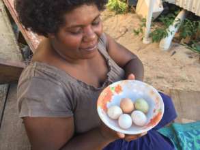 Eggs from the Happy Chickens... a green one!