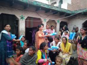 Distributing Sanitary Napkins at the workshop