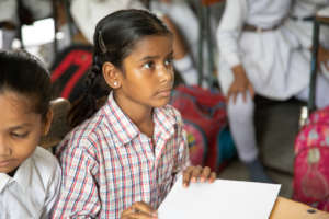 Girl studying in school