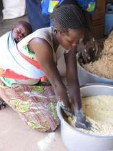 Mothers mixing sugar, oil and other nutrients