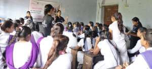 A school girl asked question during session