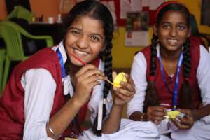 Girls decorated Diyas for Diwali Celebration