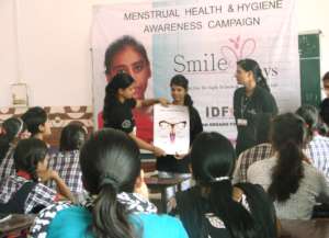 Addressing school girls during workshop