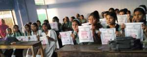 School girls with their Smiley Kits