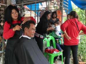 Our students practising their skills in village