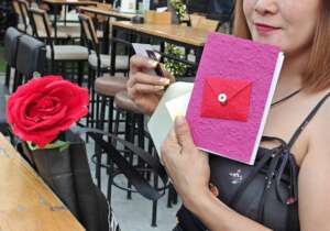 Bringing gifts to many women working in the bars!