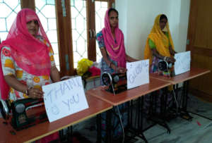 mother's Happiness with Sewing machine