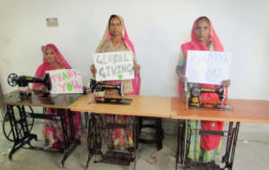 mother's Happiness with Sewing machine