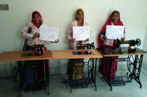 mother's Happiness with Sewing machine