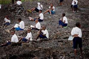 Outdoor school classes, Goma, DRC
