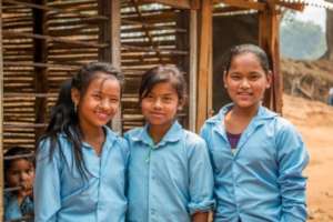 Anjali with friends at school