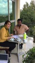 Natasha and Biniyam planning the days activities.