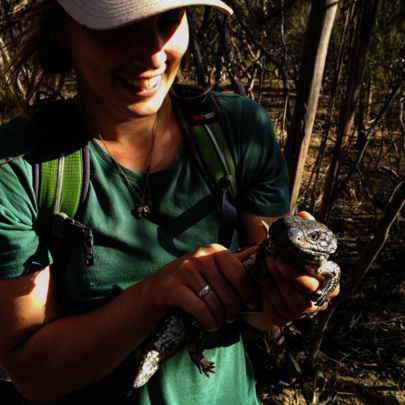 Hayley with shingle-backed lizard