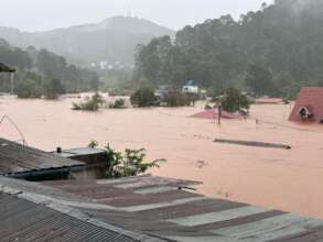 The water went over the 1st floor roof line
