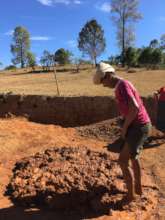 Our Danu farm manager making first adobe bricks