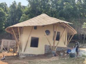 Mud brick building in village build for training