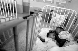 Sharing a bed - and an IV pole