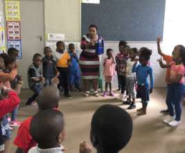 Cape Town class listening to songs on Lifeplayer
