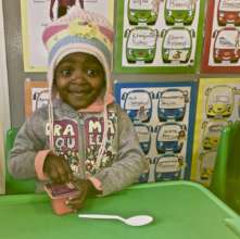 Preschooler on a lunch break.