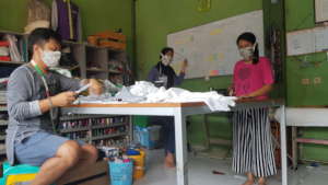 Sewing the fabric maskers