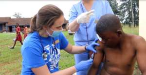 Dr Hunter removing a putsi fly larvae