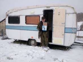 Distributing heaters in January's bitter cold