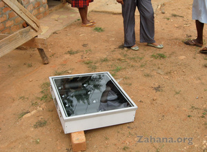 The solar water pasteurizer in action