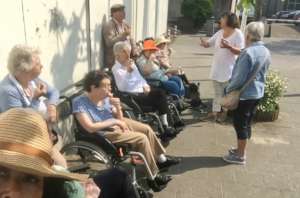 walking with disabled elderly