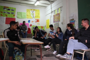Secondary students sharing the experience