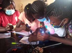 Girls at work in MakeHer Space project