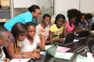 Programming class during visit to office of GE