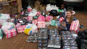 Packing each bag with 165 pads