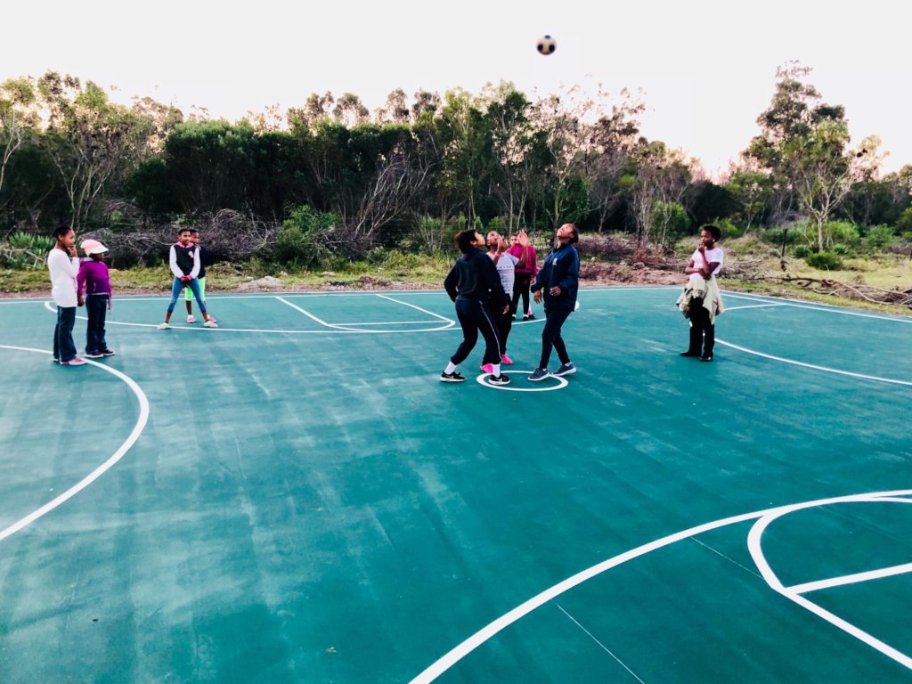 In action: our girls practicing for netball games!