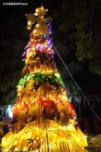 Christmas tree made up of bamboo