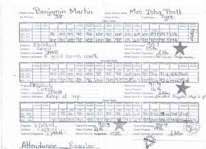 Benjamin's report card