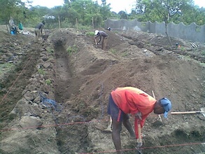 the construction team hard at work