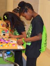 Naomi practicing her Lego skills!