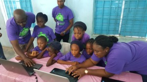 Girls being exposed to Coding using code.org
