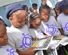 Our STEM girls checking out there gifts.