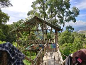 erected huts with veiw of meeting space
