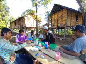 Patrol unit enjoying a meal at Camp station