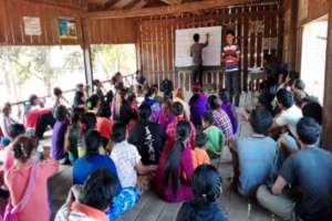Meeting with villagers to introduce the project