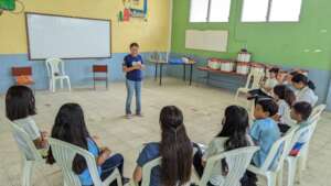 Veronica facilitating a workshop at local school