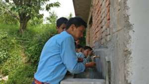 Students using the station during break time