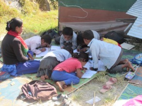 Children studying outside