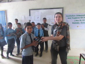 Sanitation kit distribution in Jalpa Devi School