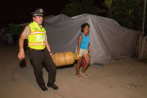 Everyone helps out in the fuel distribution