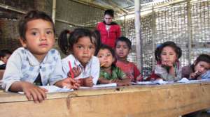 Children still in Temporary learning Shelter.